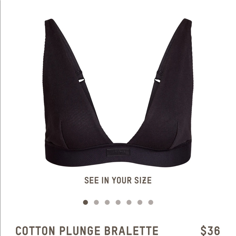 Skims cotton plunge bralette black XS